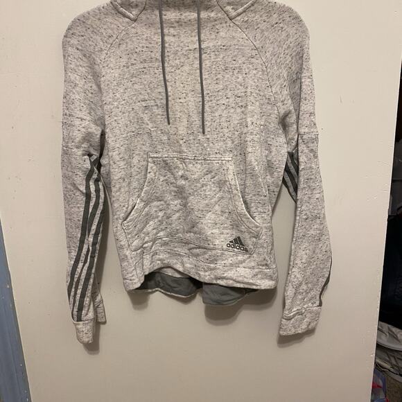 Adidas Gray Pullover Hoodie Women's Size XS Trefoil Logo Pockets Sports Outdoors - Picture 8 of 10